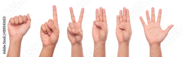 Obraz Male hand gesture and sign collection