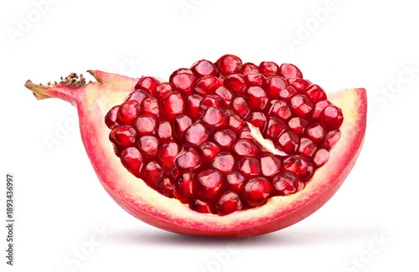 Obraz pomegranate slice isolated on white.