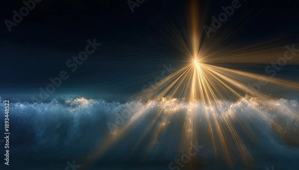 Obraz Dramatic abstract image featuring radiant light rays bursting through cloudy formations