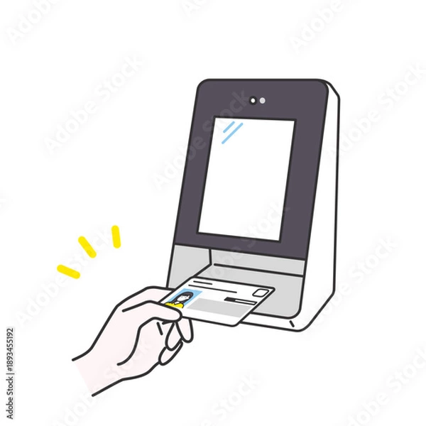 Obraz カードリーダーにマイナンバーカードを置くイメージイラスト