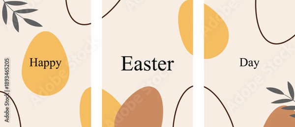 Obraz Happy Easter Day Posters Bundle Spring Holiday Greeting Set