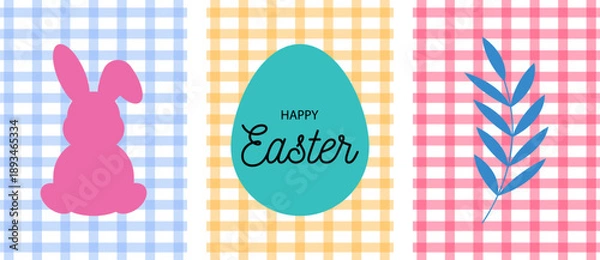 Obraz Happy Easter Day Posters Bundle Spring Holiday Greeting Set