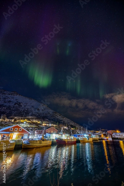 Obraz Harbor with auroras