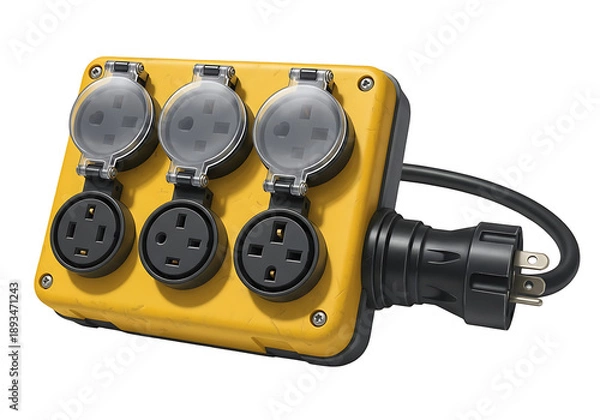 Obraz Yellow Power Strip with Multiple Outlets.