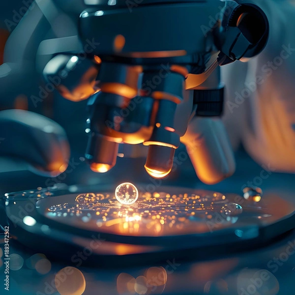 Obraz Scientist Conducting Advanced Microscopy Cell Analysis in Modern Laboratory