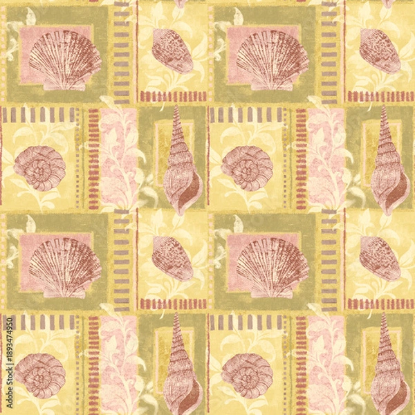Fototapeta seamless pattern with sea shell