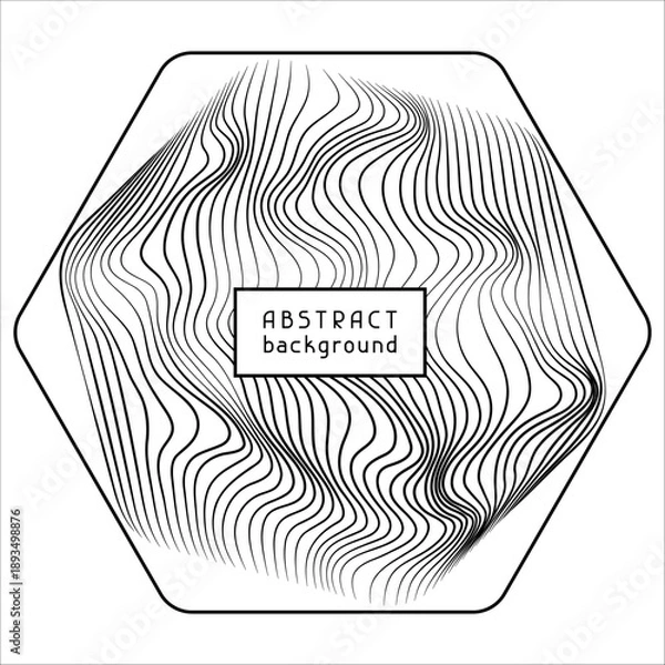 Obraz Particles and wavy lines in shape. Linear wave style.