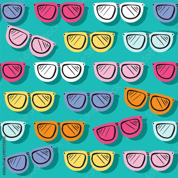 Obraz Summer Multicolor Sunglasses Vector Seamless Pattern