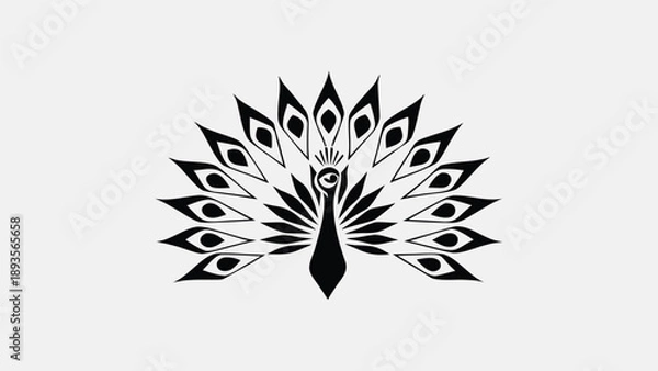 Obraz Black peacock feather icon vector