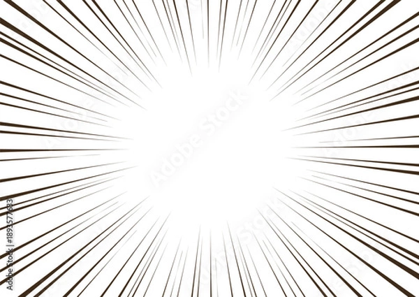 Obraz 集中線 黒 漫画風スピード感あふれる背景素材 放射状ベクター