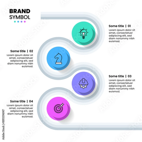 Obraz Infographic template. Zigzag vertical line with 4 steps