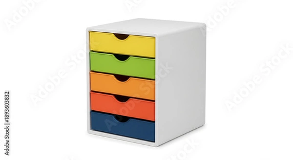 Obraz Multi-Colored 5-Tier Desktop Storage Cabinet with Rounded Pulls
