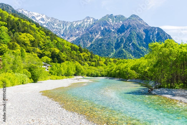 Obraz 日本の風景・初夏　長野　新緑の上高地