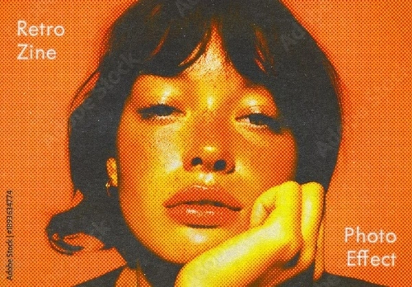 Obraz Retro Zine Halftone Effect Mockup