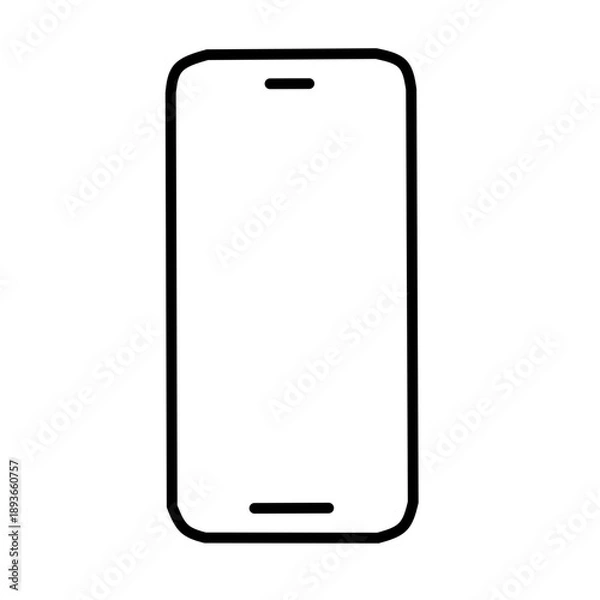 Obraz Minimal Black Smartphone Frame Outline Vector Icon