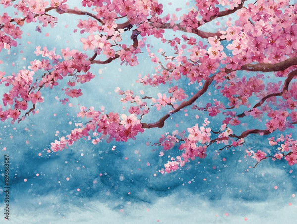 Obraz 桜の花の舞う風景