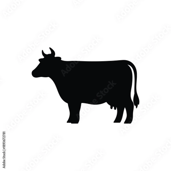 Obraz Cow silhouette icon vector flat design.
