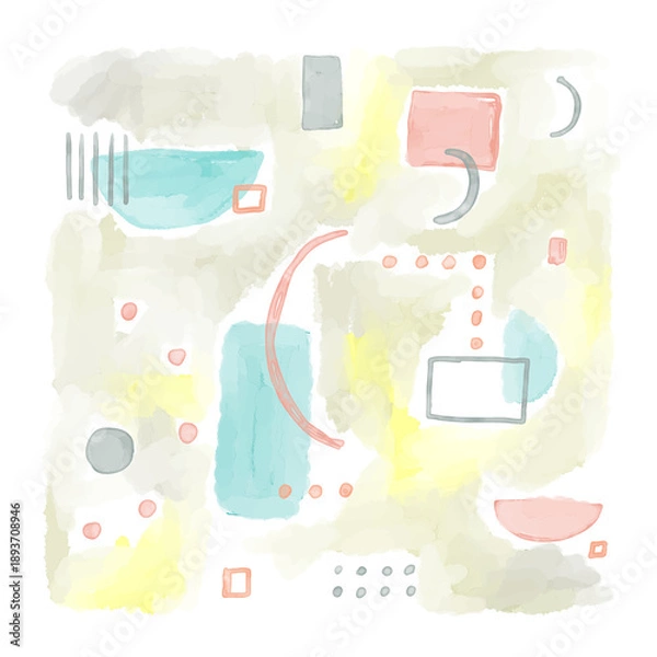 Fototapeta 水彩の背景素材　幾何学模様