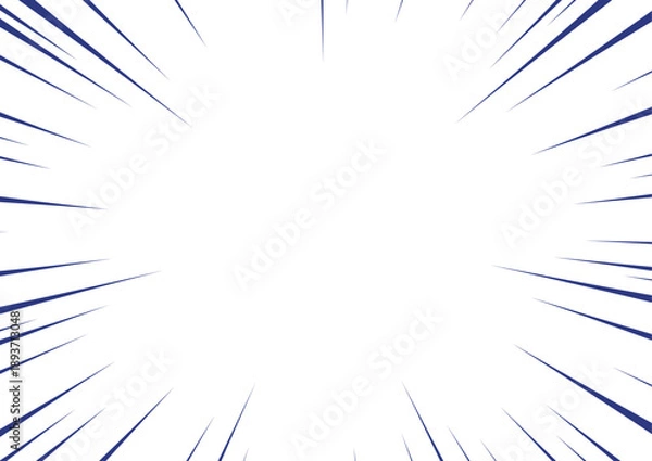 Obraz 青色の漫画風集中線・効果線セット（インパクト・スピード感・背景素材）