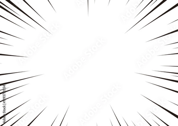 Obraz 強調・驚きを表現するコミック調の集中線背景（黒）