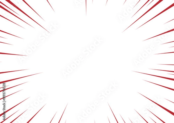 Obraz 赤色の漫画風集中線・効果線イラスト（情熱・セール・インパクト）