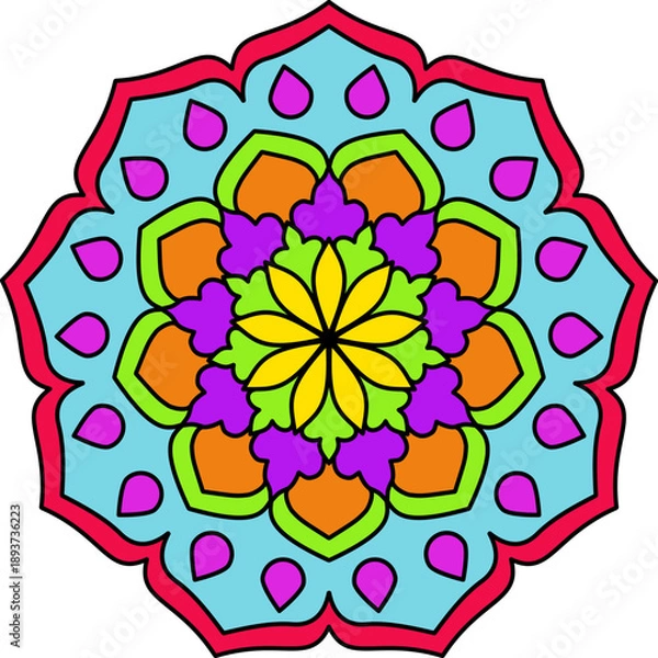 Obraz Vector Colored Mandala Round Colored Mandala Design 