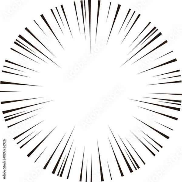 Obraz 手書き風 集中線 放射状 スピード感 漫画エフェクト インパクト重視 黒