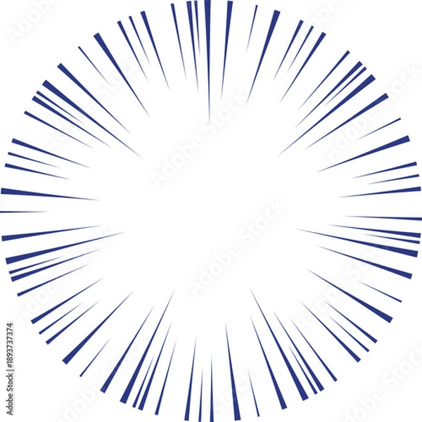 Obraz 手描き風 集中線セット 放射状 スピード感 漫画エフェクト 青