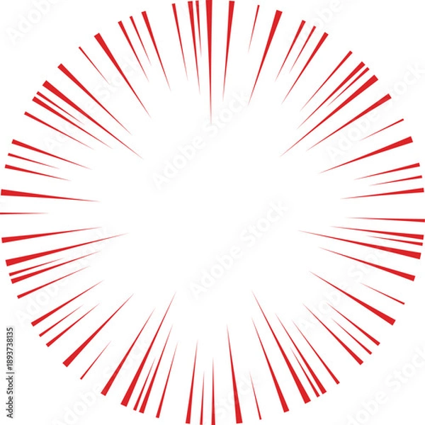 Obraz 手描き風 集中線 セット 放射状 スピード感 漫画エフェクト 赤