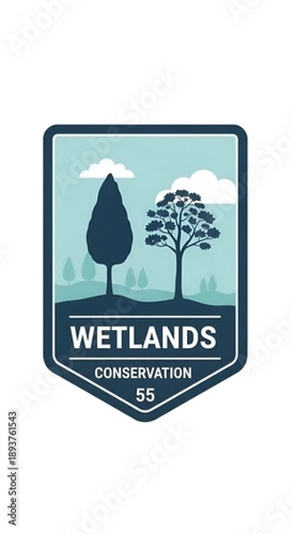 Obraz Wetlands conservation logo with trees.
