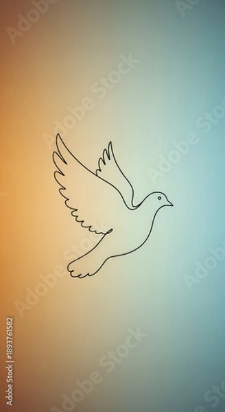 Obraz Flying dove on colorful gradient background.