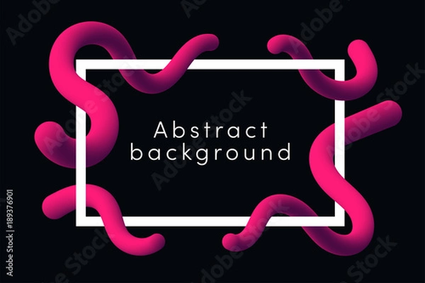 Fototapeta Modern abstract background with pink fluid shapes. Liquid dynamic shape background with frame
