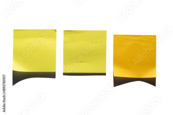 Obraz Three Yellow Sticky Notes on White Background