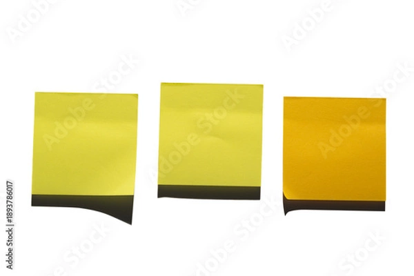 Obraz Three Yellow Sticky Notes on Transparent Background
