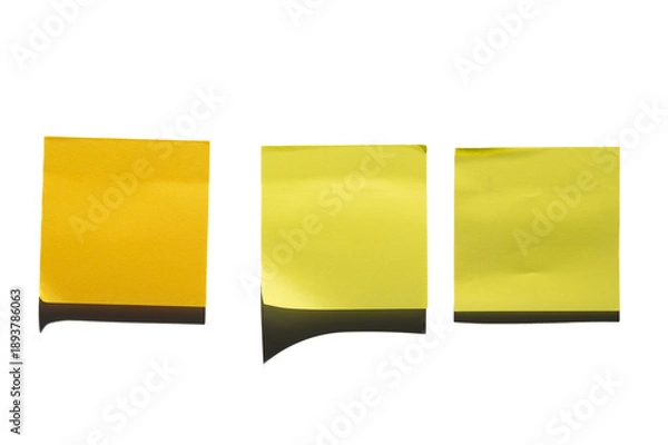Obraz Three Yellow Sticky Notes on Transparent Background