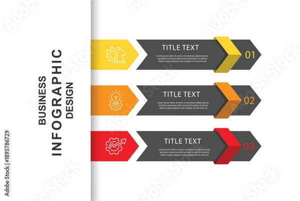 Obraz Vector 3 step vertical concept infographic template vector design. 