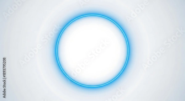 Obraz Glowing blue neon ring light effect on white gradient background minimal design