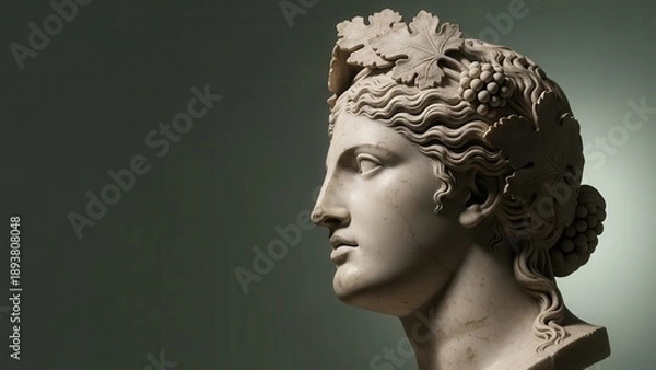 Obraz Ancient Marble Bust Profile Grapes Leaves