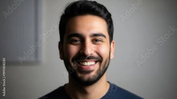 Obraz Man Smiling Confidently Studio Portrait