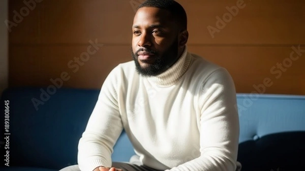 Obraz Man thoughtful pose on couch