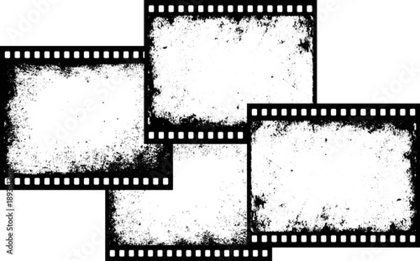 Fototapeta four grunge film frames with transparent space insert