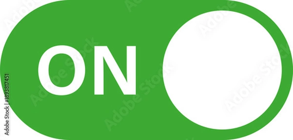 Obraz Green ON toggle button with label and right knob