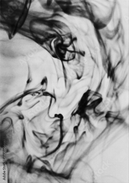 Obraz Large vector halftone liquid ink wash texture with a transparent background