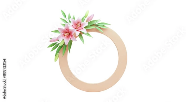 Obraz Pink Lily Floral Ring Frame