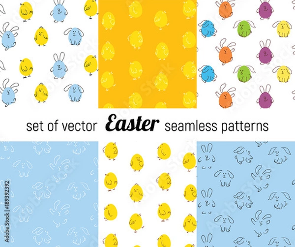 Fototapeta Set of Easter seamless vector patterns