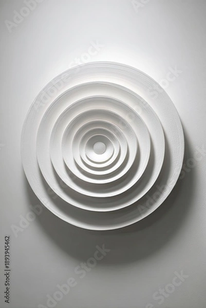 Obraz Concentric Circles White Wall Art