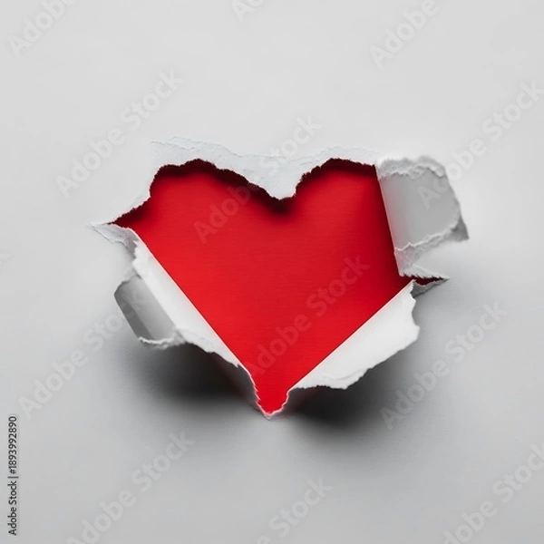 Obraz Red heart revealed through tear