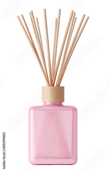 Obraz Light pink rectangular diffuser with wooden reeds