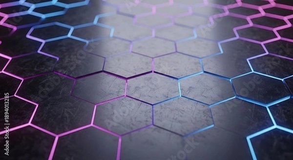 Obraz Hexagonal Grid - A Futuristic Technology Background with Glowing Lines.