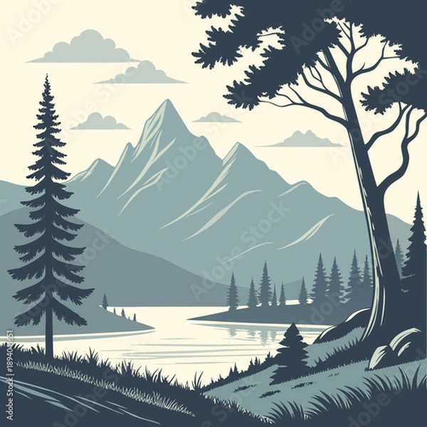 Obraz Clean Geometric Landscape Vector - Modern Abstract Art